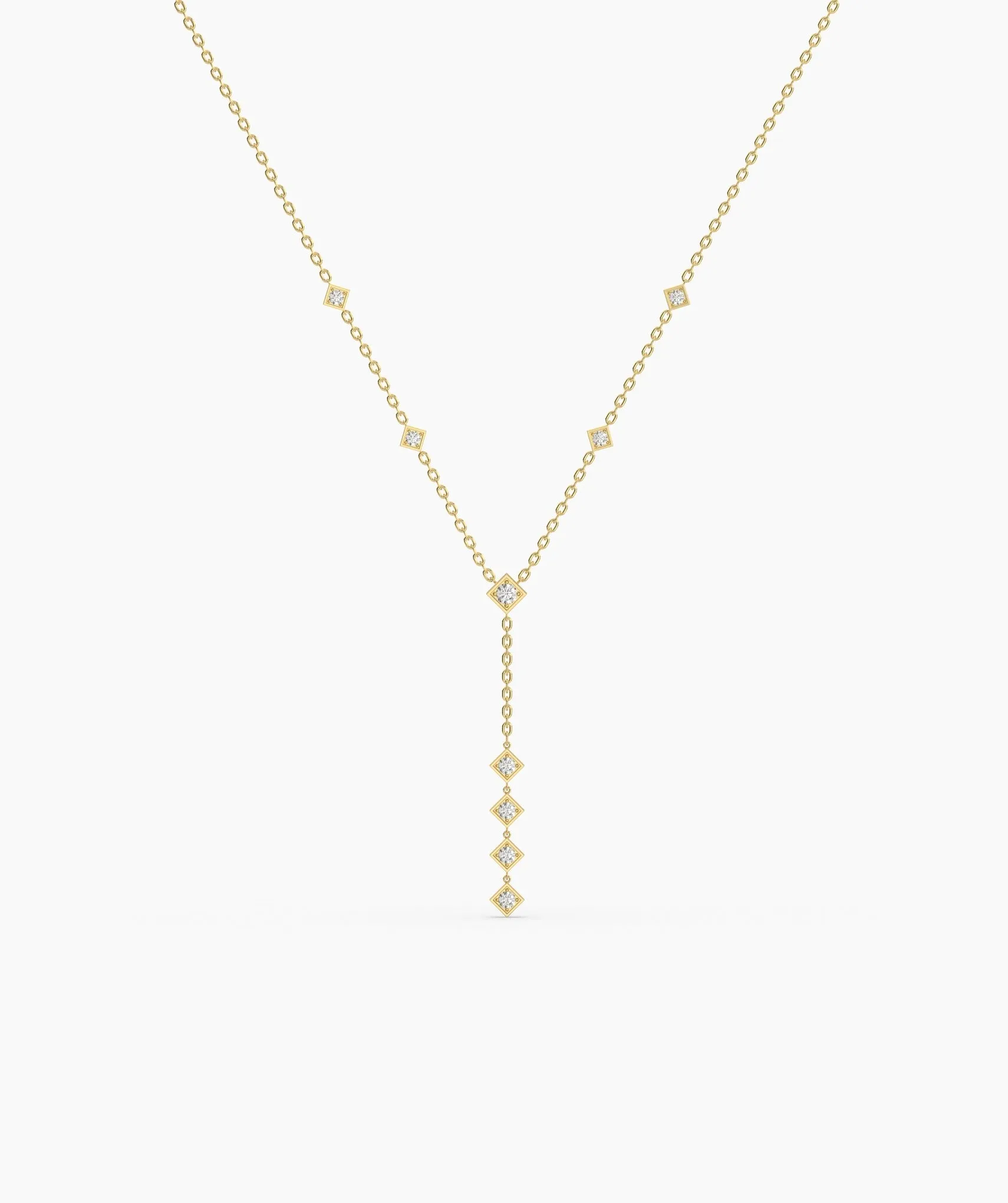 Dainty Diamond Y Drop Necklace