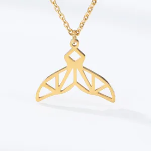 Dainty Hollow Whale Tail Fish Pendant Necklace