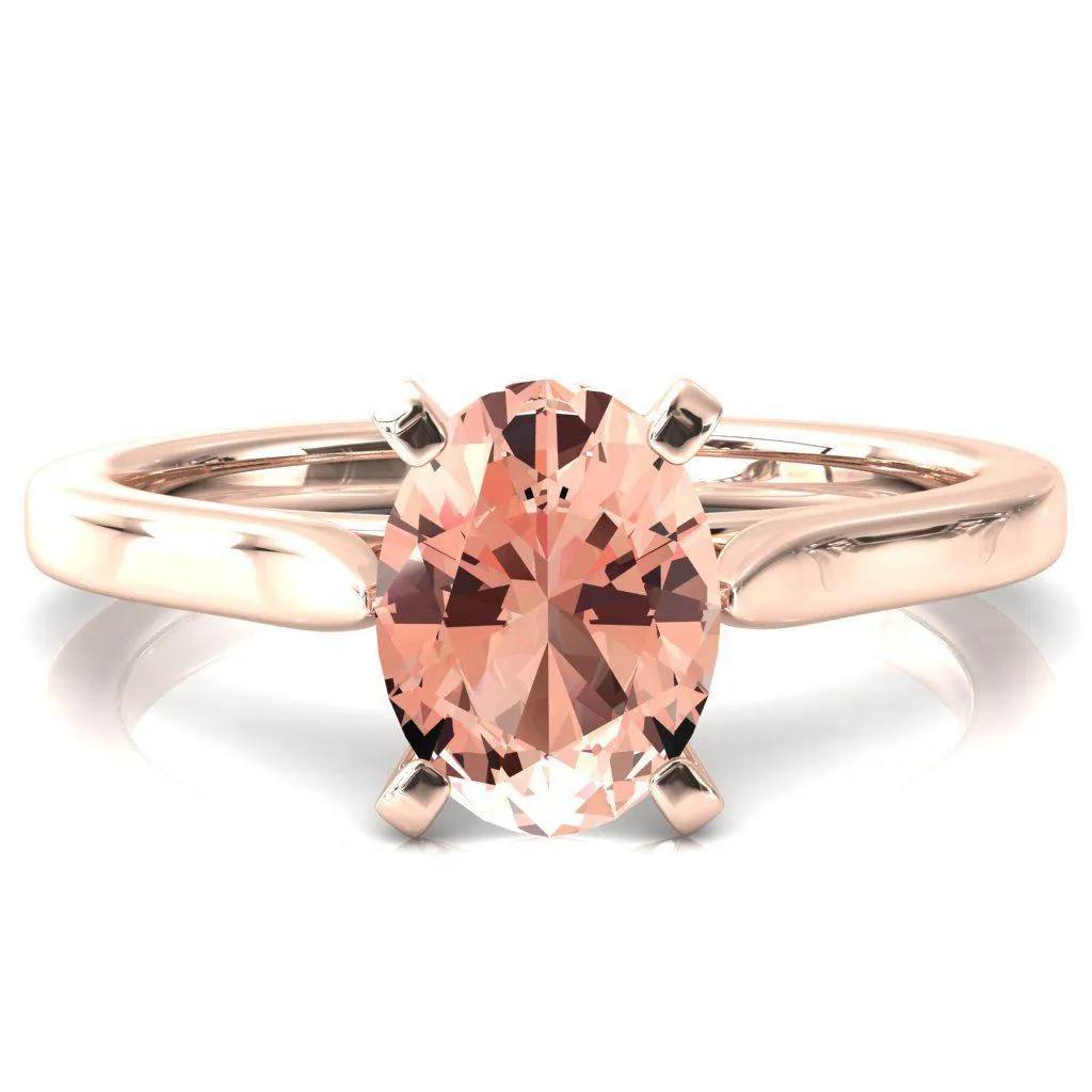 Darci Oval Champagne Sapphire 4 Prong Cathedral Solitaire Engagement Ring