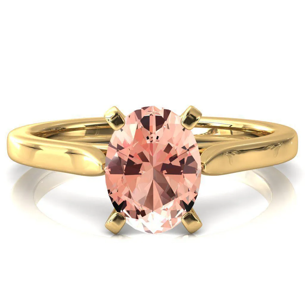 Darci Oval Champagne Sapphire 4 Prong Cathedral Solitaire Engagement Ring