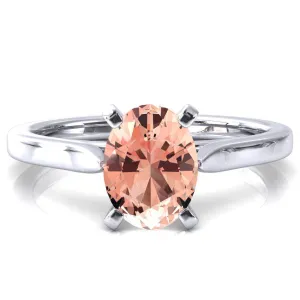 Darci Oval Champagne Sapphire 4 Prong Cathedral Solitaire Engagement Ring
