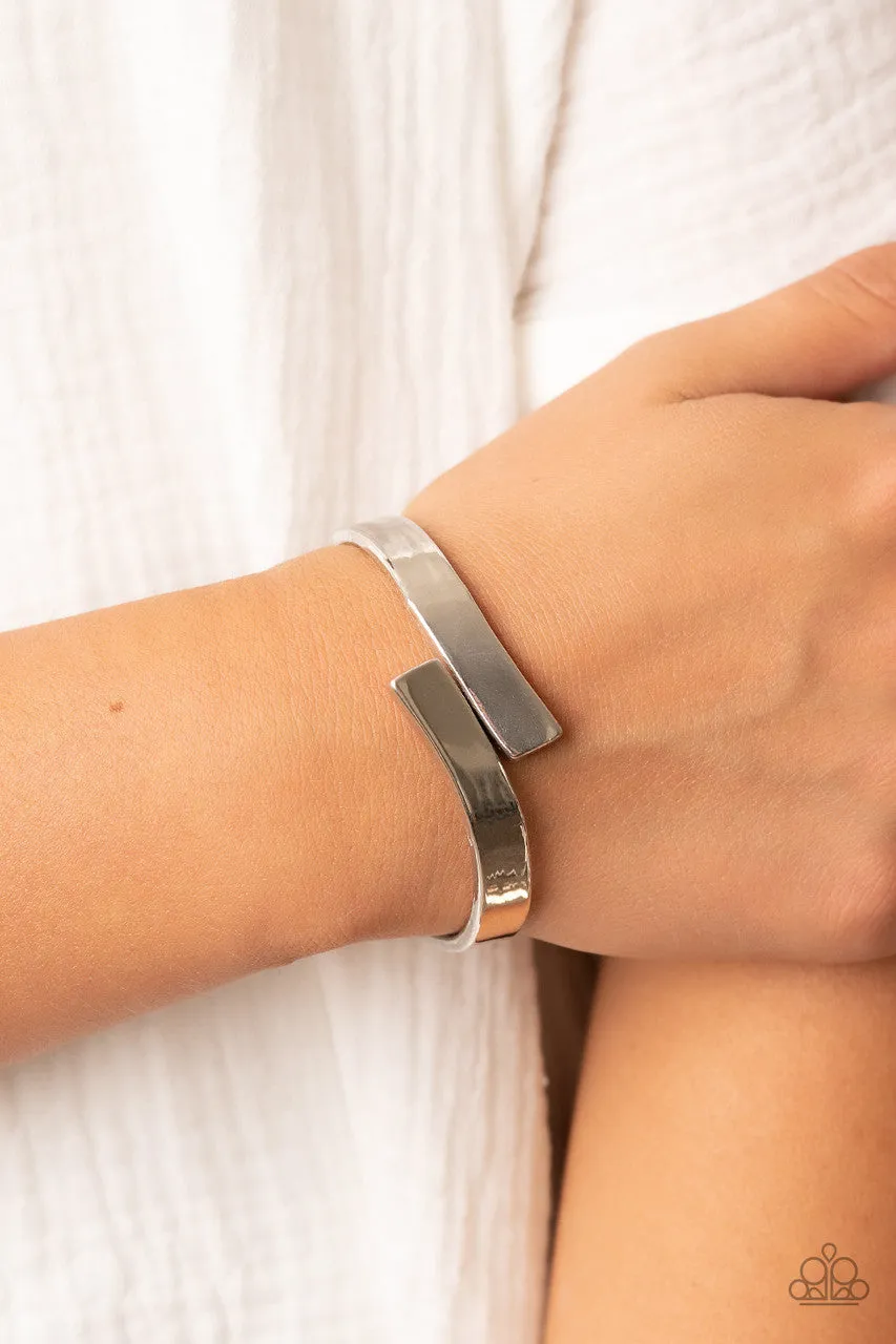 Dare to Flare - Silver - Paparazzi Hinge Bracelet