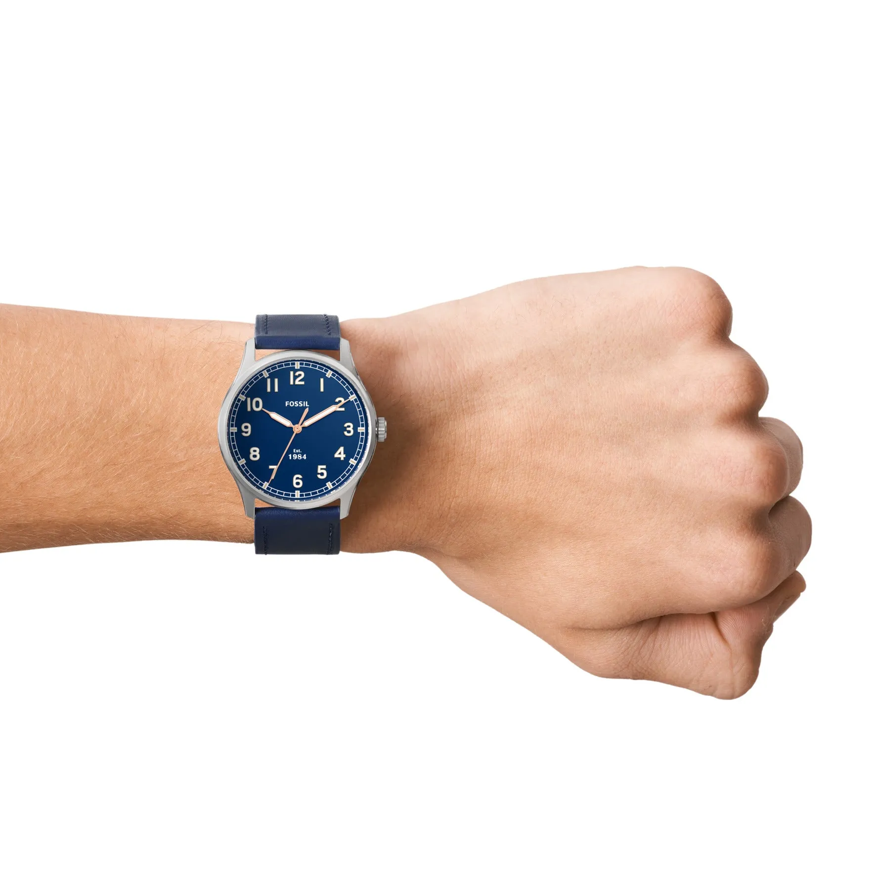 Dayliner Three-Hand Navy Leather Watch