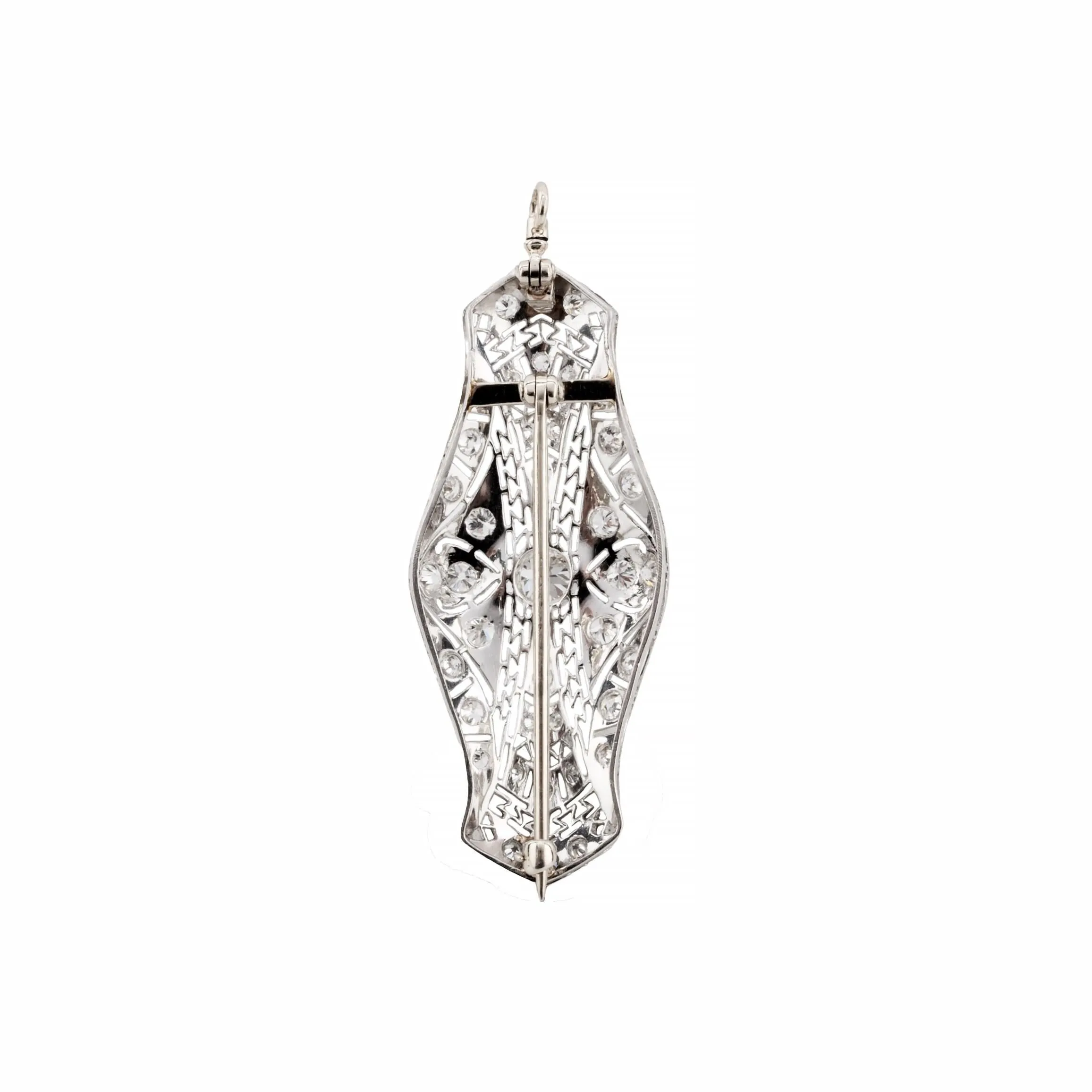 Dazzling Art Deco 2.70ctw European Cut Diamond Filigree Pendant in Platinum