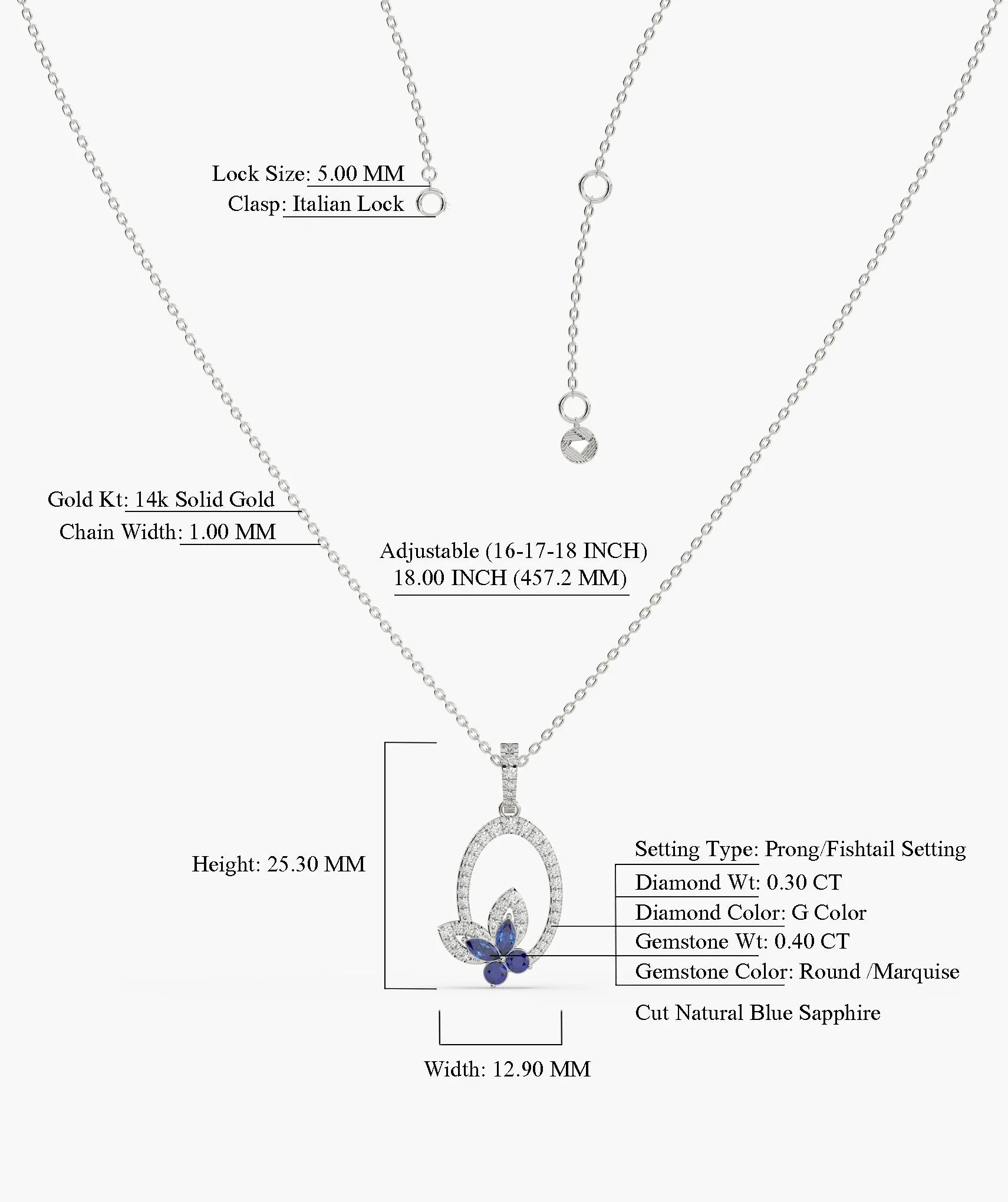 Dazzling Butterfly Oval Style Necklace