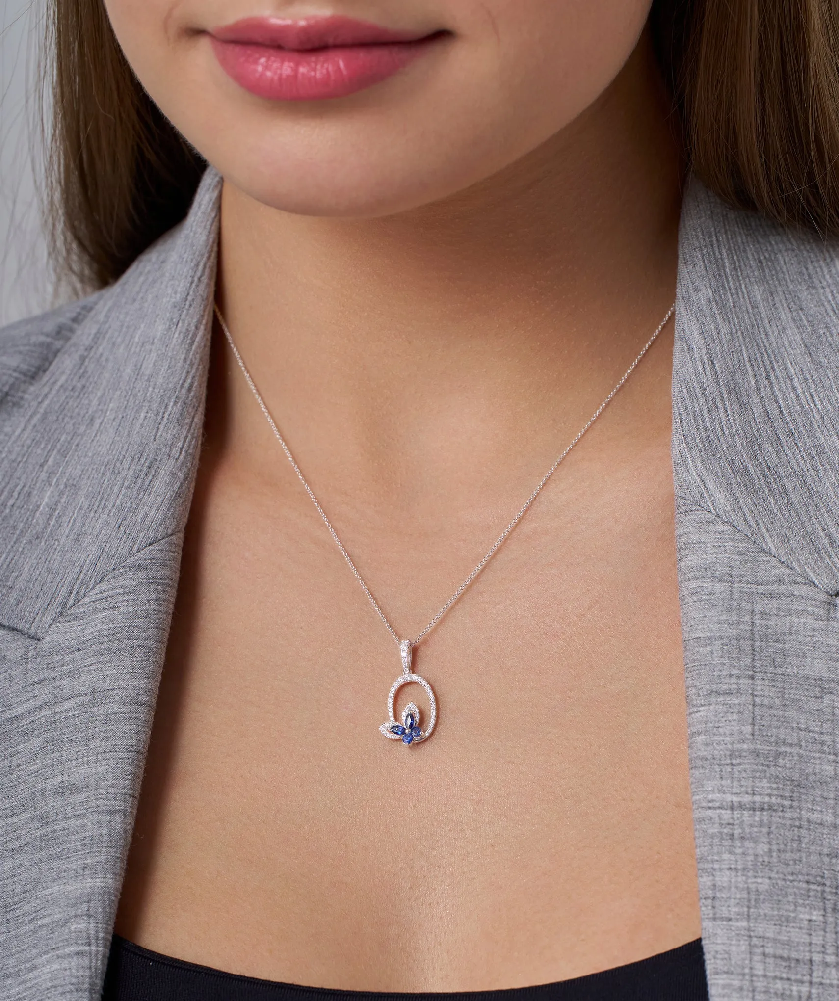 Dazzling Butterfly Oval Style Necklace