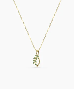 Delicate Green Emerald Leaf Necklace