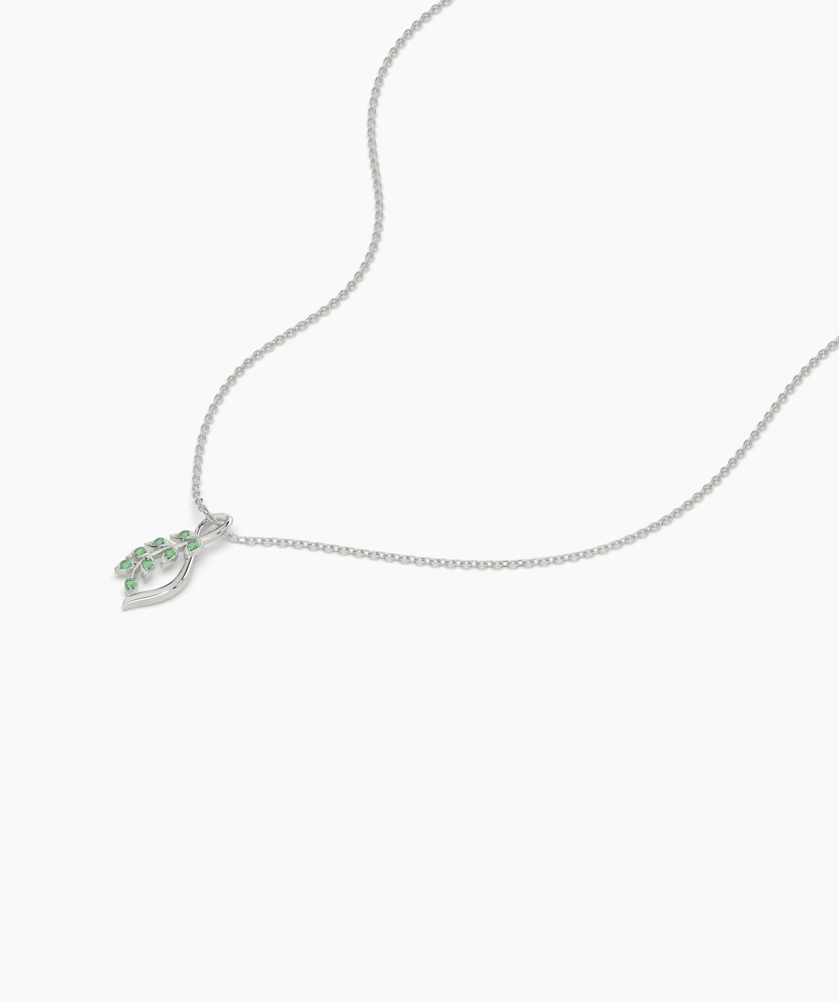 Delicate Green Emerald Leaf Necklace