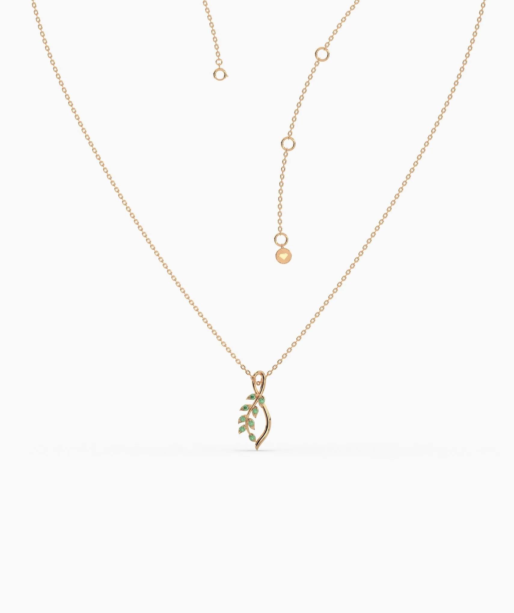 Delicate Green Emerald Leaf Necklace