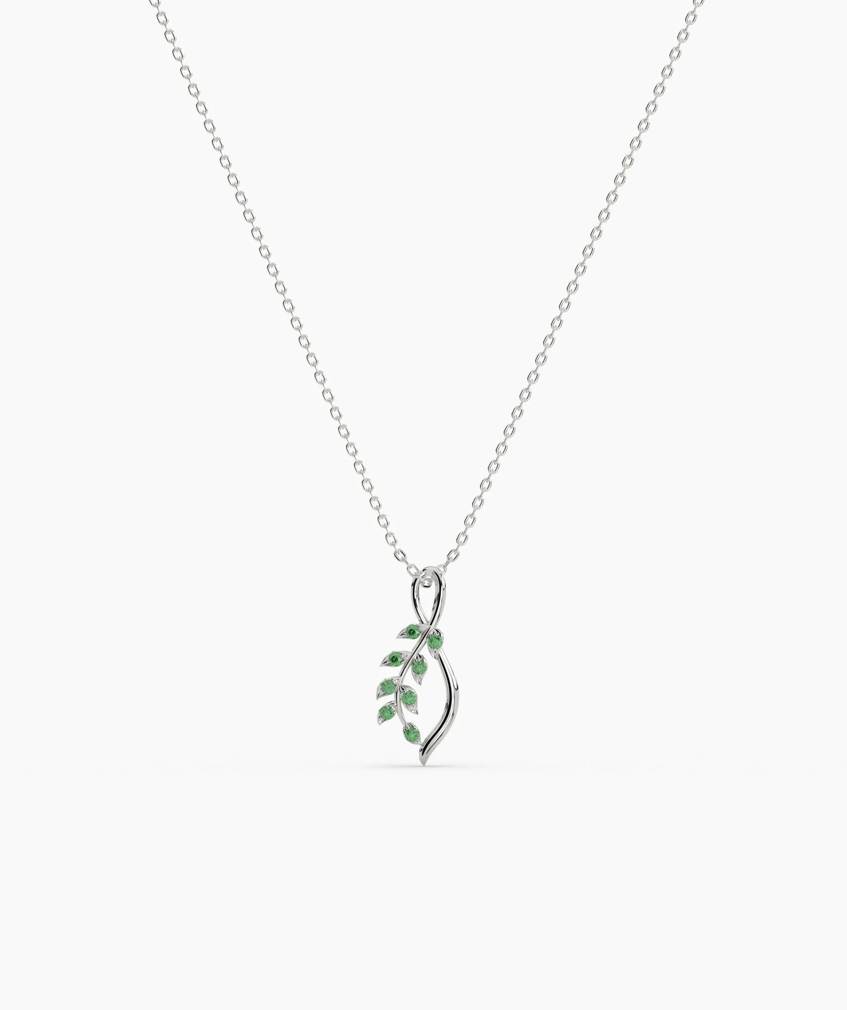 Delicate Green Emerald Leaf Necklace