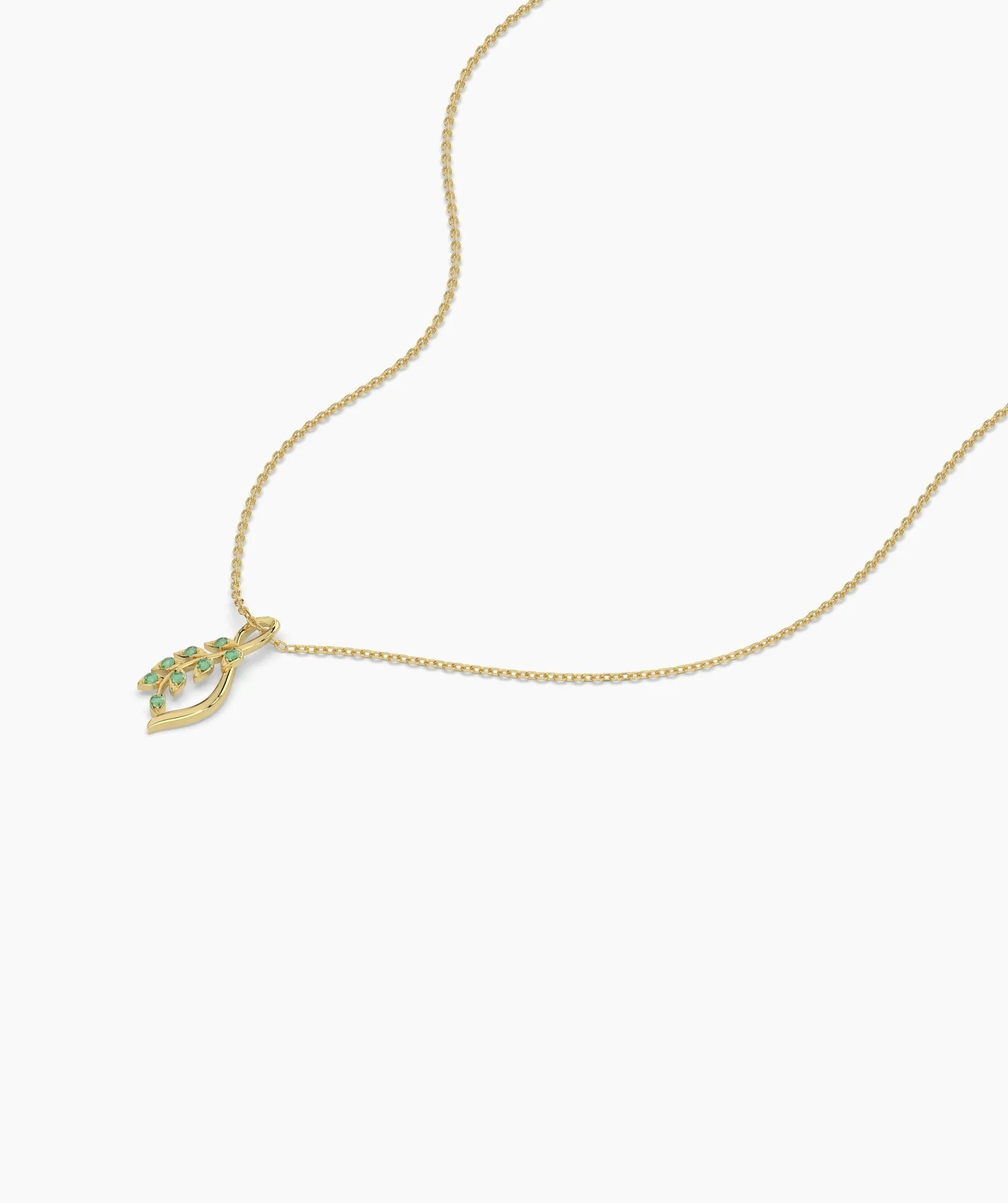 Delicate Green Emerald Leaf Necklace