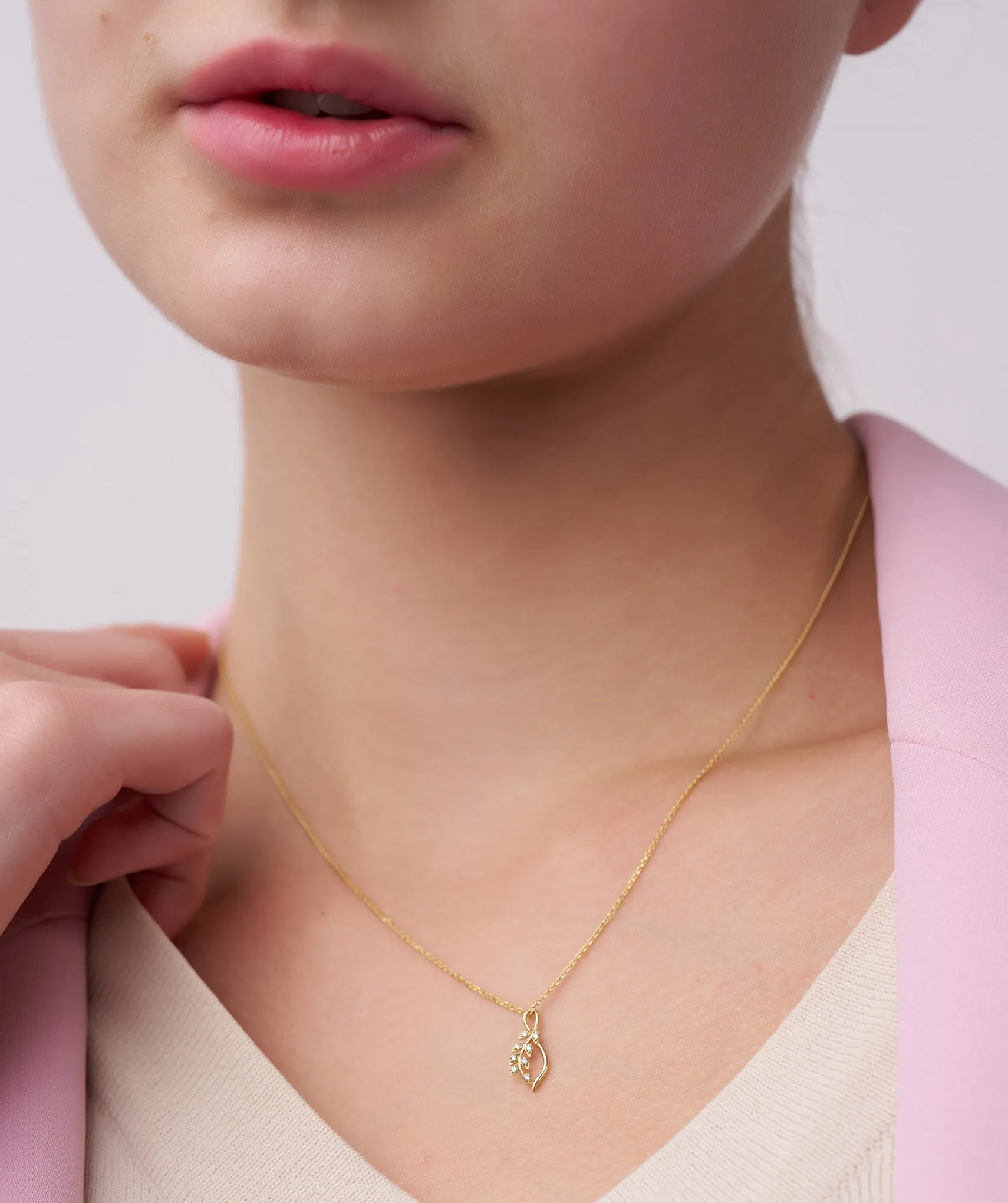 Delicate Green Emerald Leaf Necklace