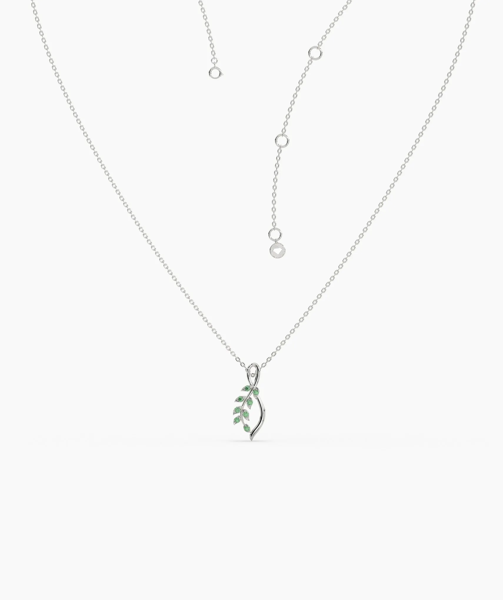 Delicate Green Emerald Leaf Necklace