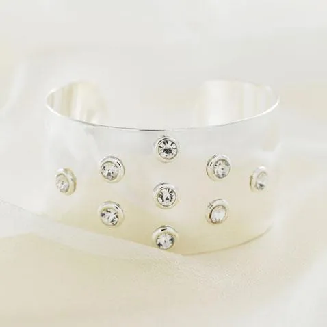 Designer Celebrity Style 'Twinkle' Diamante and Silver Cuff Bangle