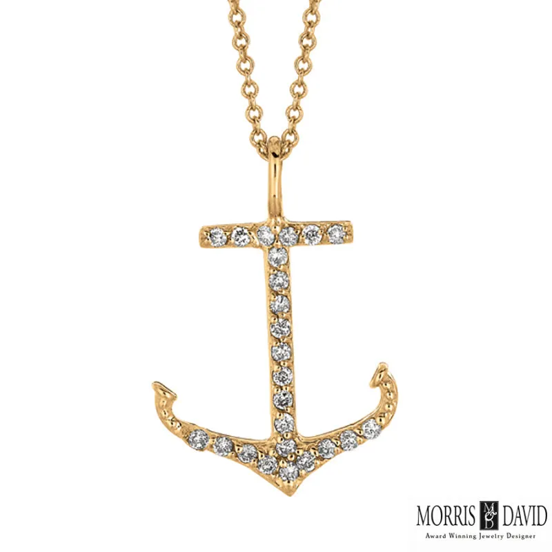 DIAMOND ANCHOR NECKLACE 14K GOLD (0.26 CTW)