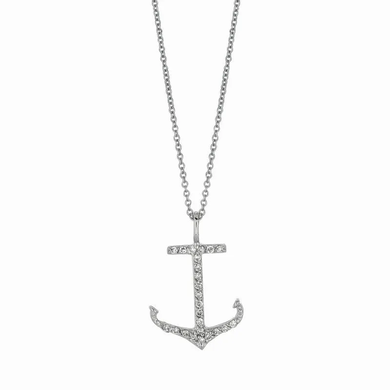 DIAMOND ANCHOR NECKLACE 14K GOLD (0.26 CTW)