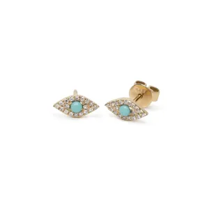 Diamond and Turquoise Evil Eye Studs