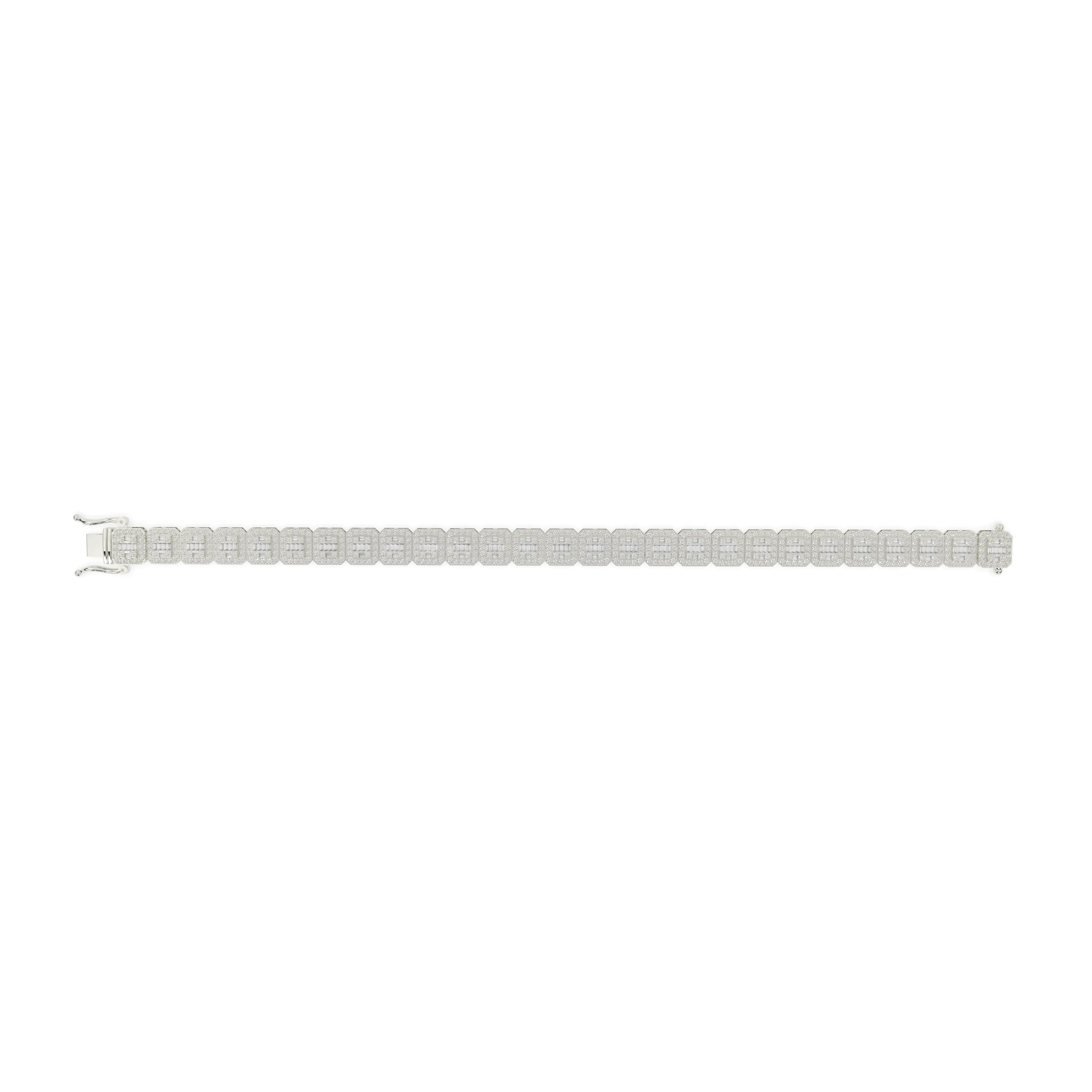 Diamond Baguettte Bracelet Square Links