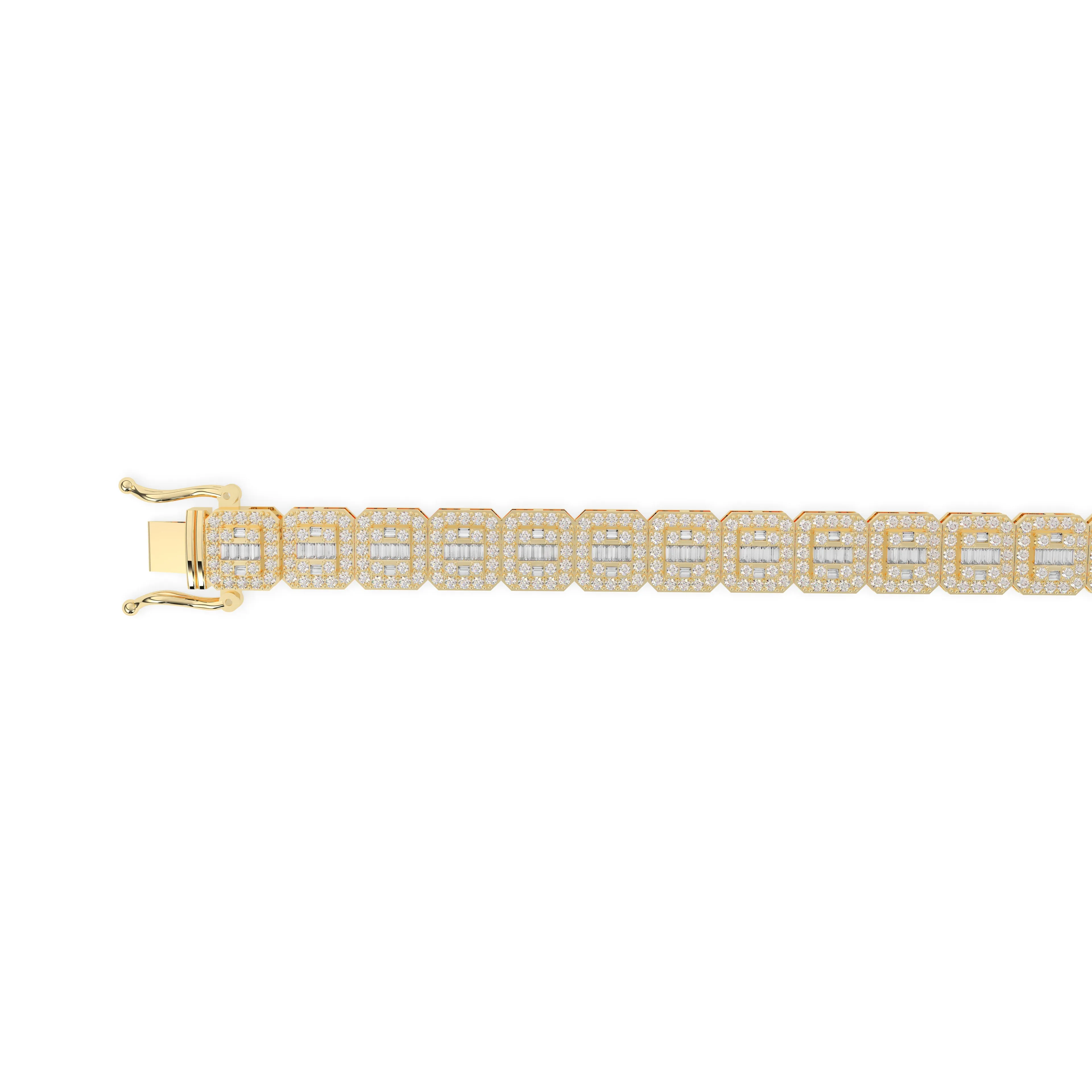 Diamond Baguettte Bracelet Square Links