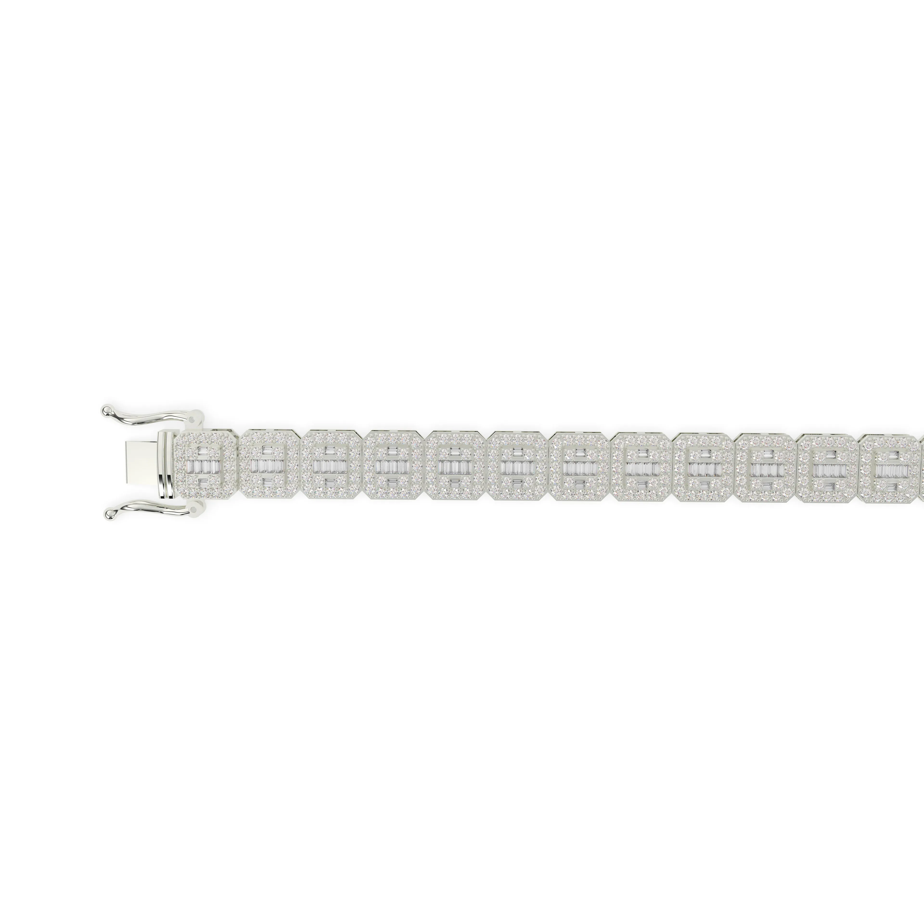 Diamond Baguettte Bracelet Square Links
