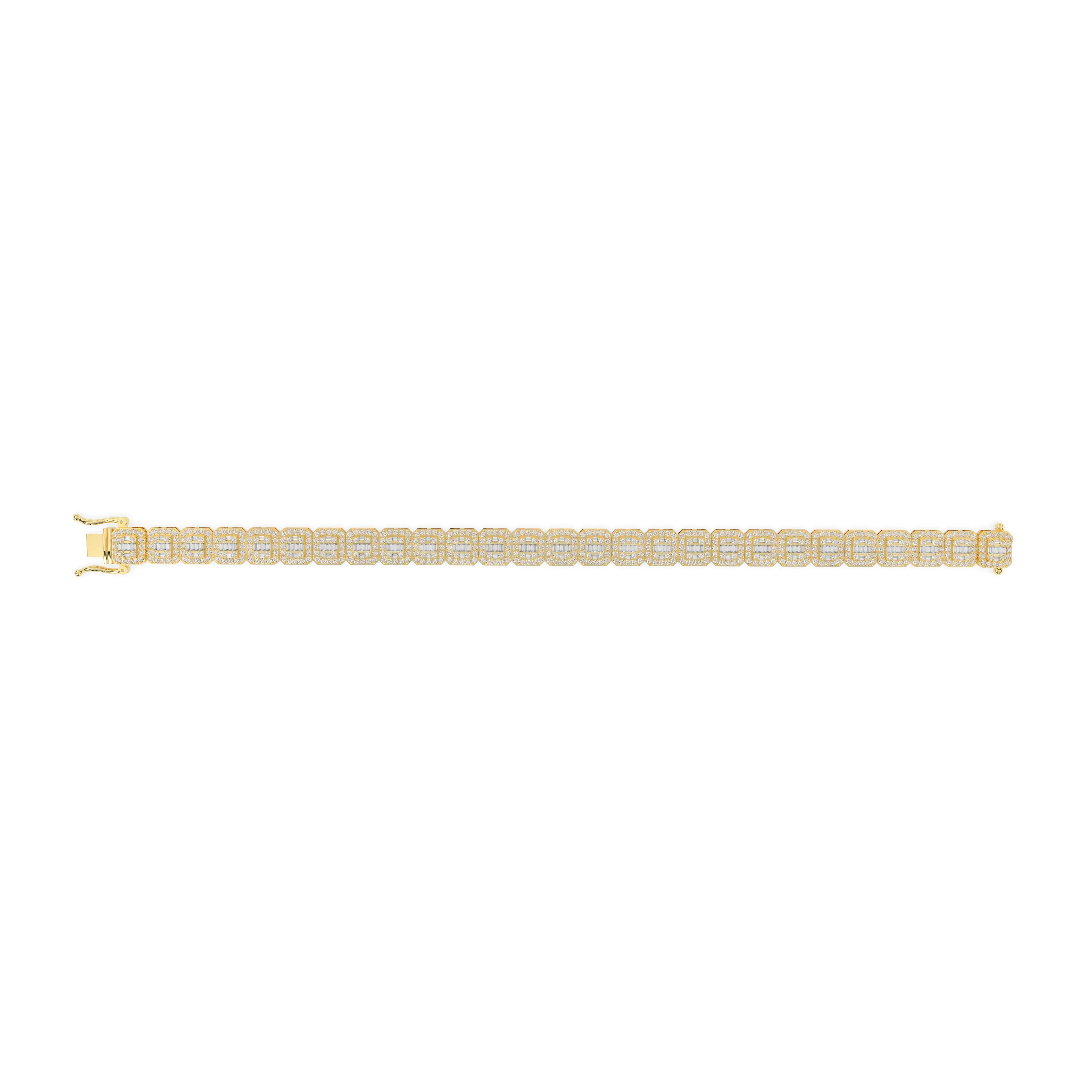 Diamond Baguettte Bracelet Square Links