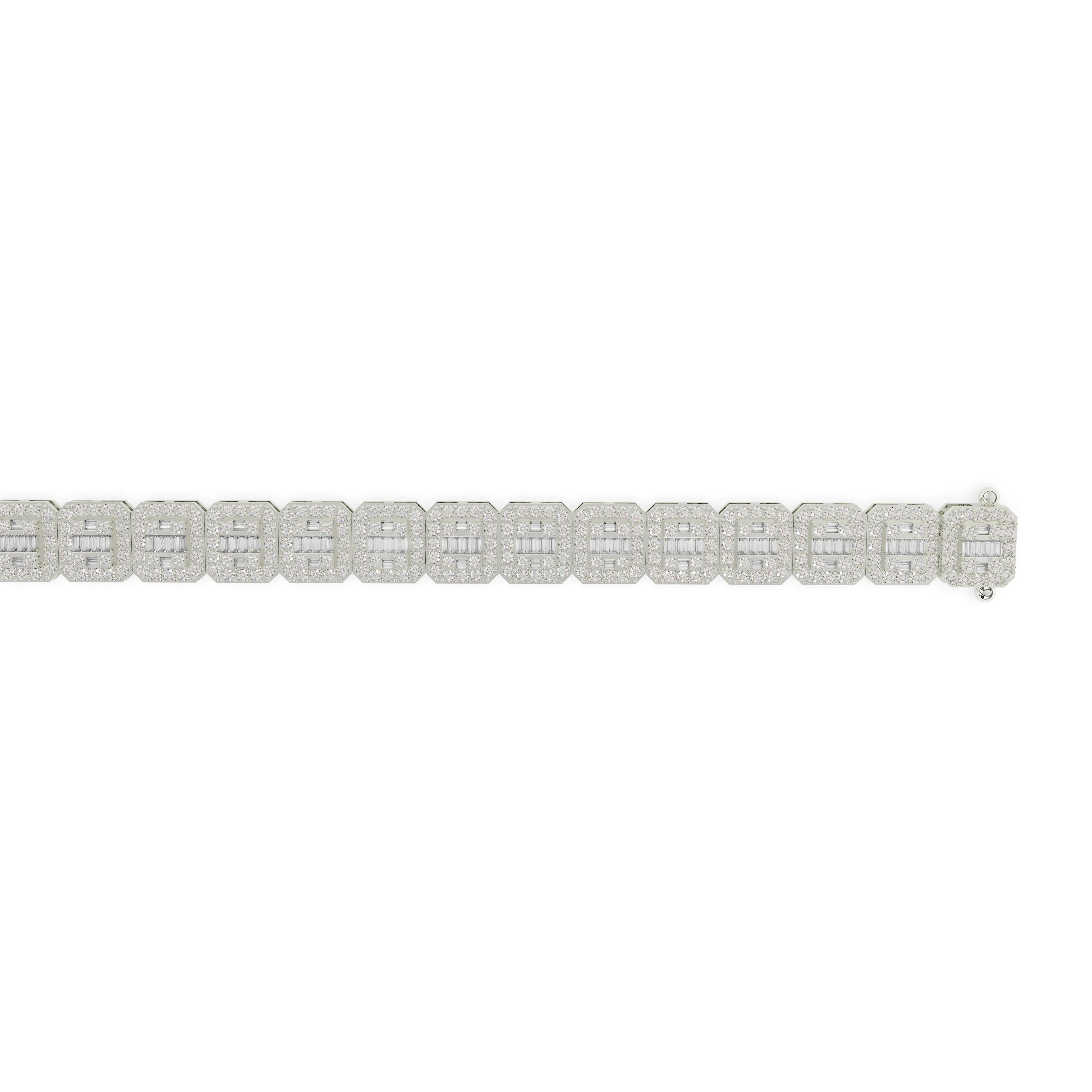 Diamond Baguettte Bracelet Square Links