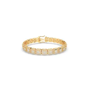 Diamond Baguettte Bracelet Square Links