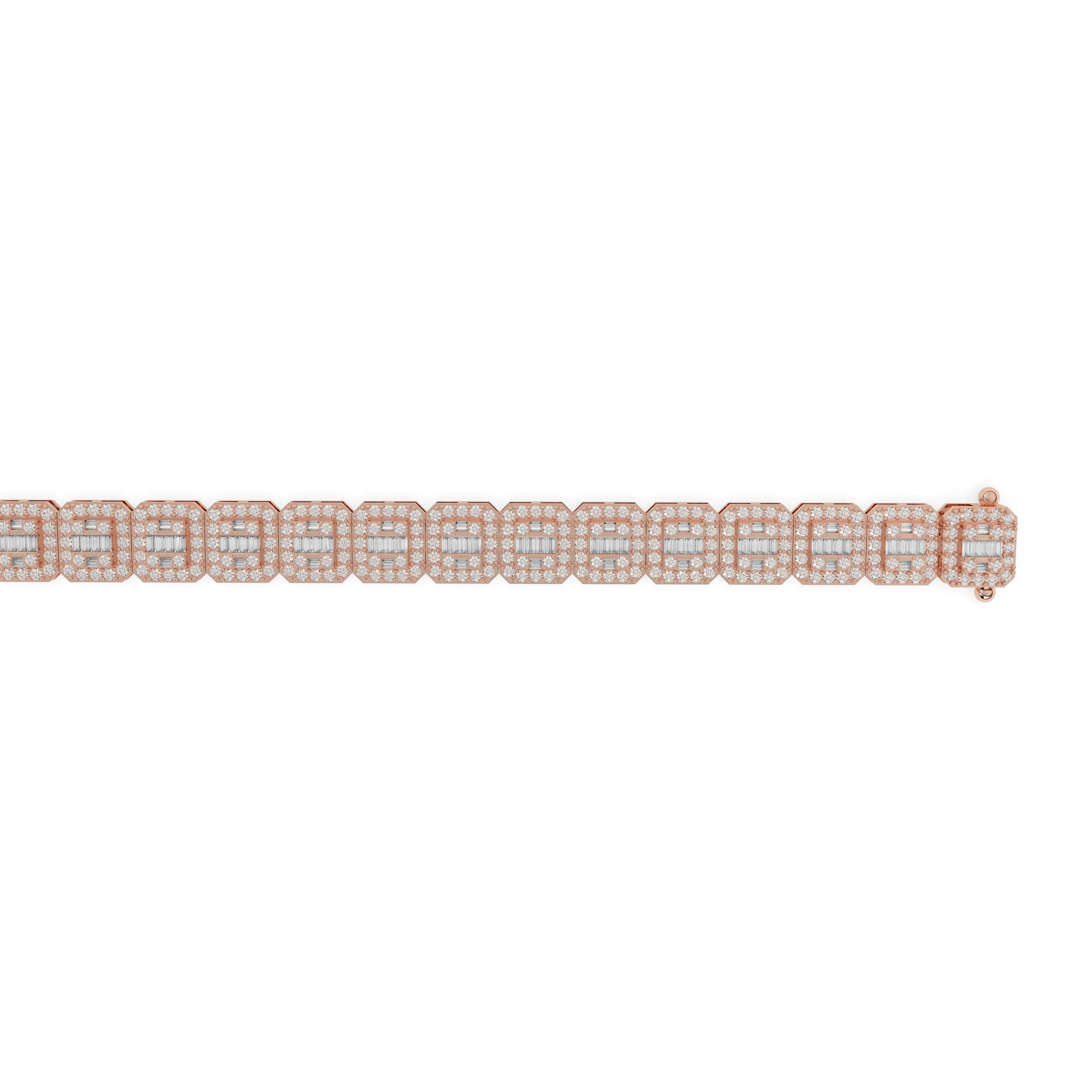 Diamond Baguettte Bracelet Square Links
