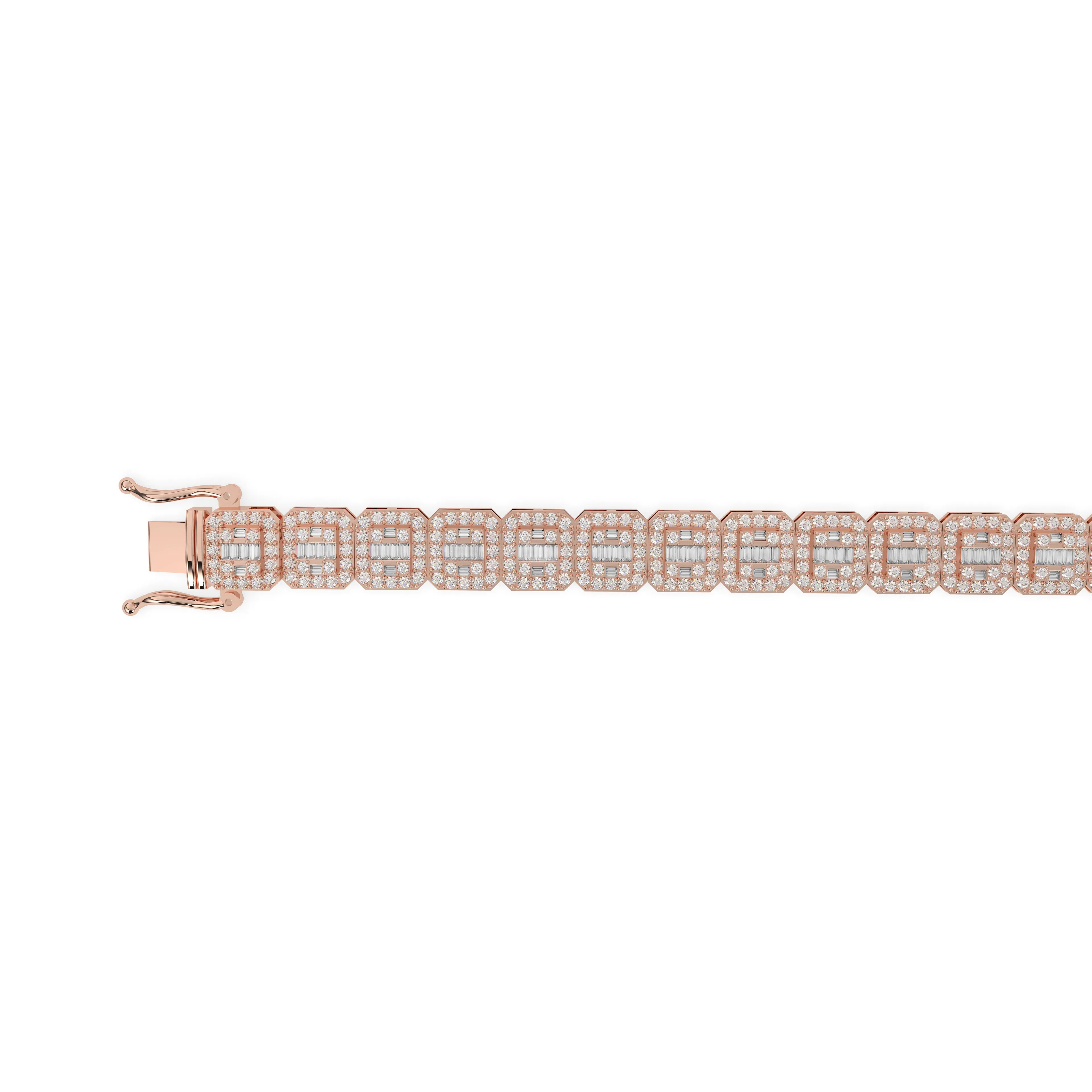 Diamond Baguettte Bracelet Square Links