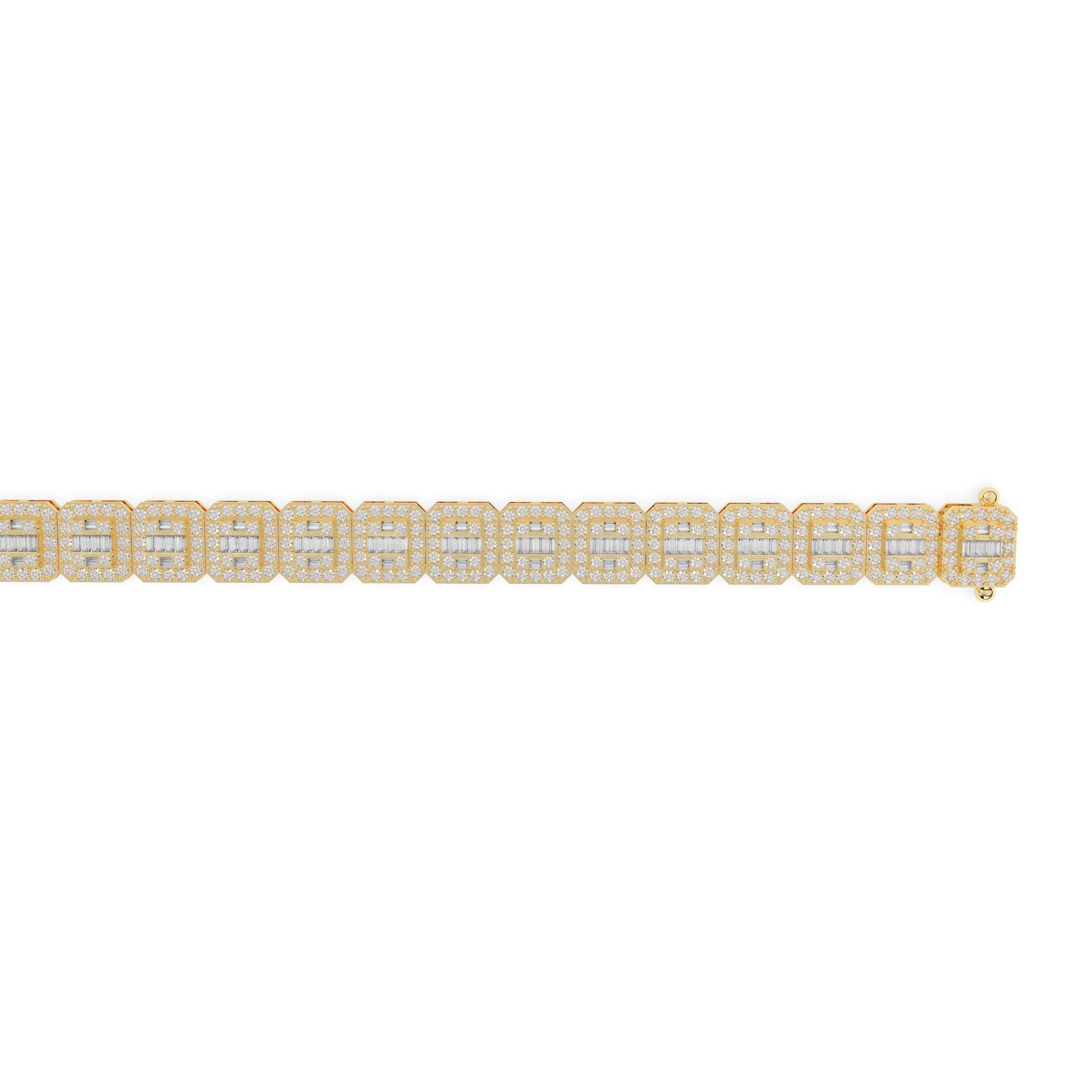 Diamond Baguettte Bracelet Square Links