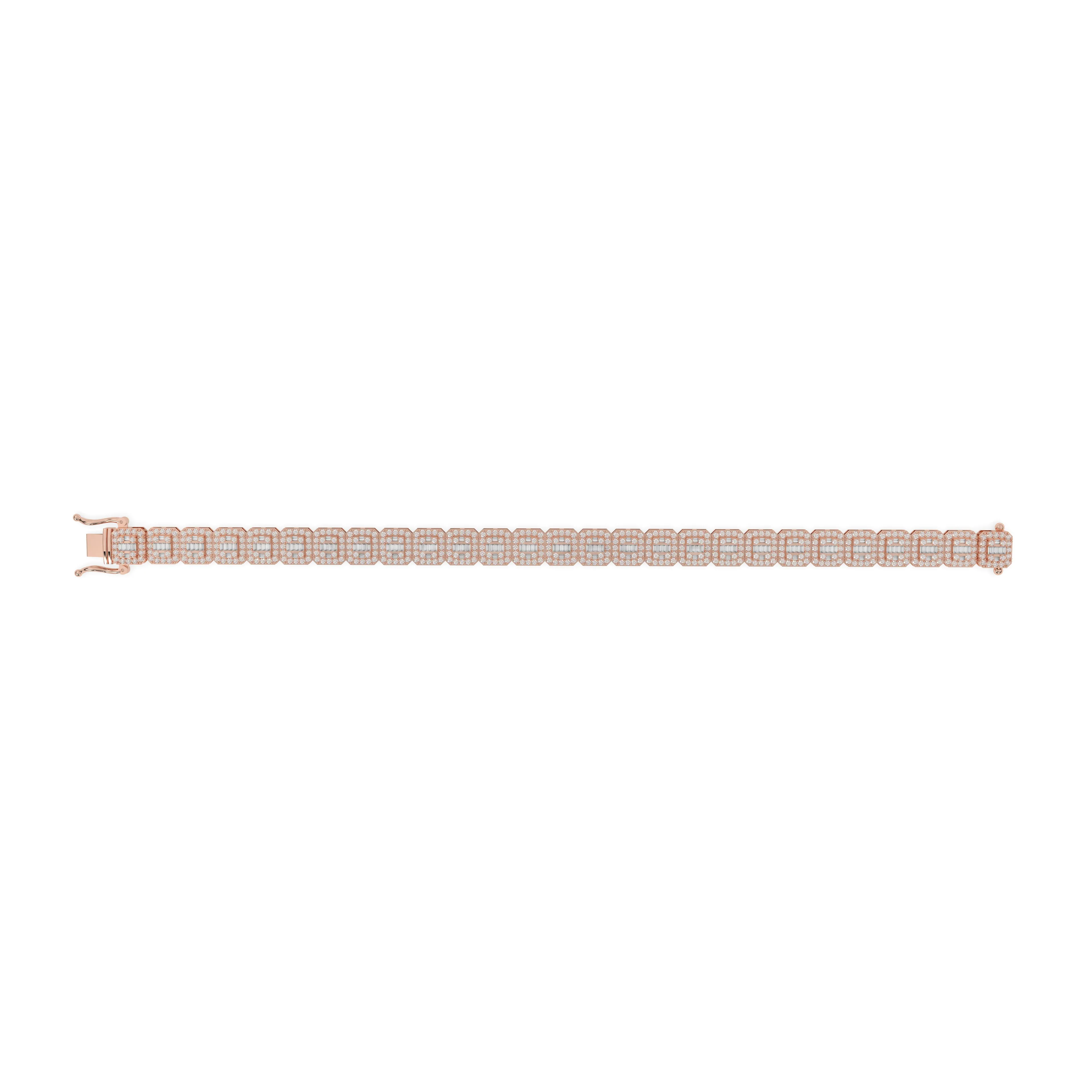 Diamond Baguettte Bracelet Square Links