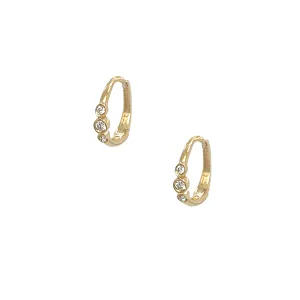 Diamond Bezel Huggie Earrings