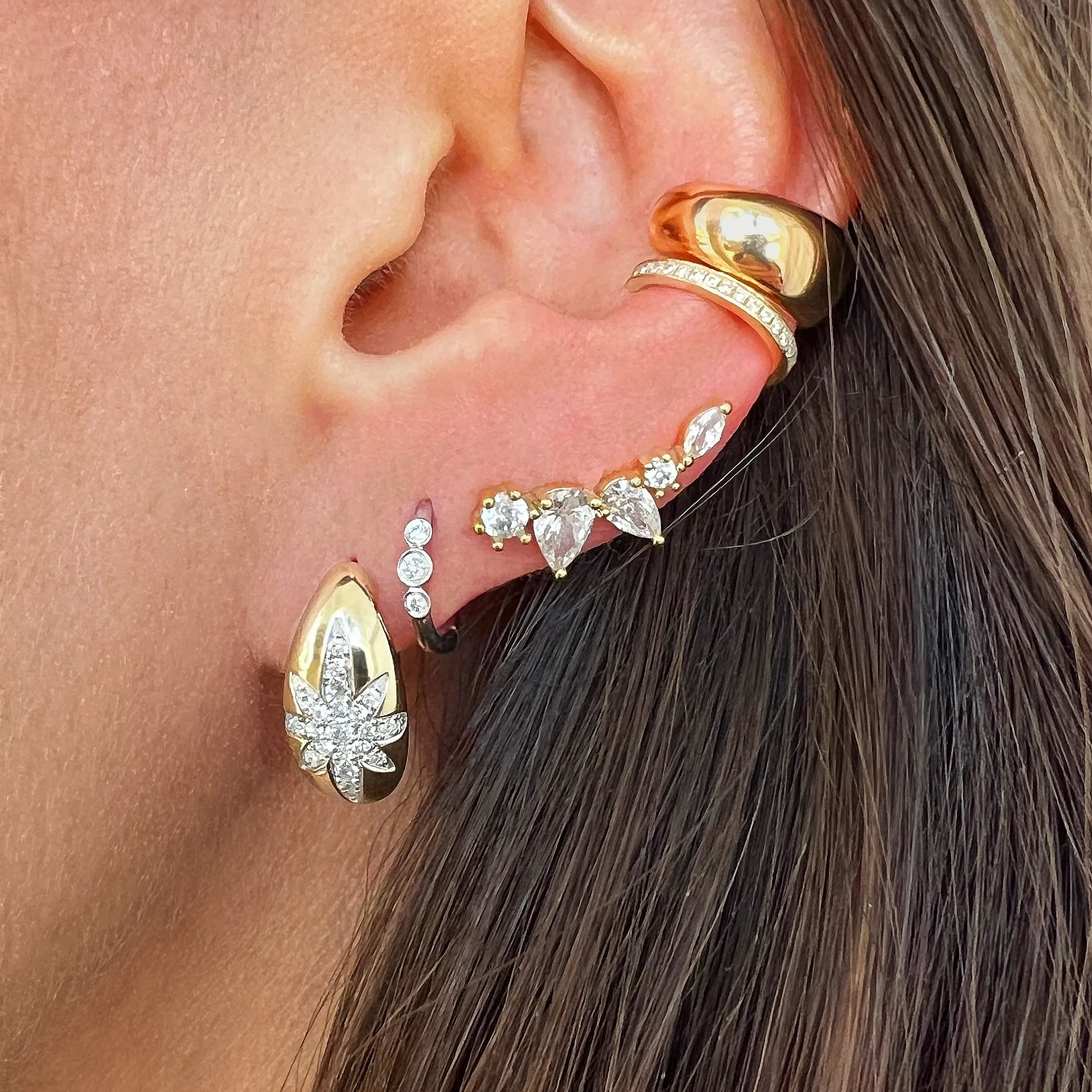 Diamond Bezel Huggie Earrings