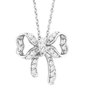 DIAMOND BOW PENDANT NECKLACE 14K GOLD (0.26 CTW)