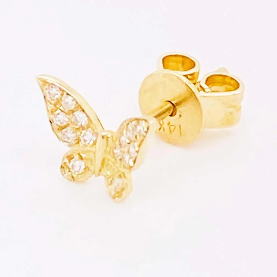 Diamond Butterfly Stud Earrings