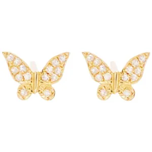 Diamond Butterfly Stud Earrings