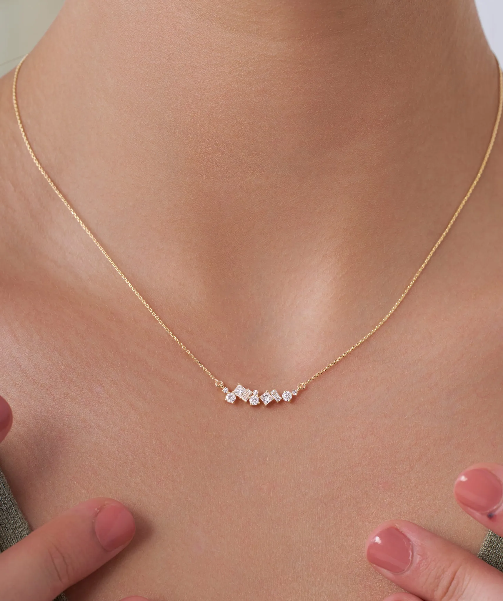 Diamond Cascade 14K Gold Necklace