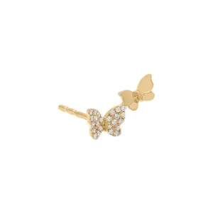 Diamond Double Butterfly Climber Earring 14K