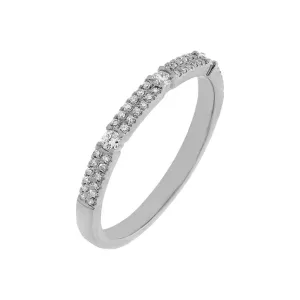 Diamond Double Row X Solitaire Band 14K