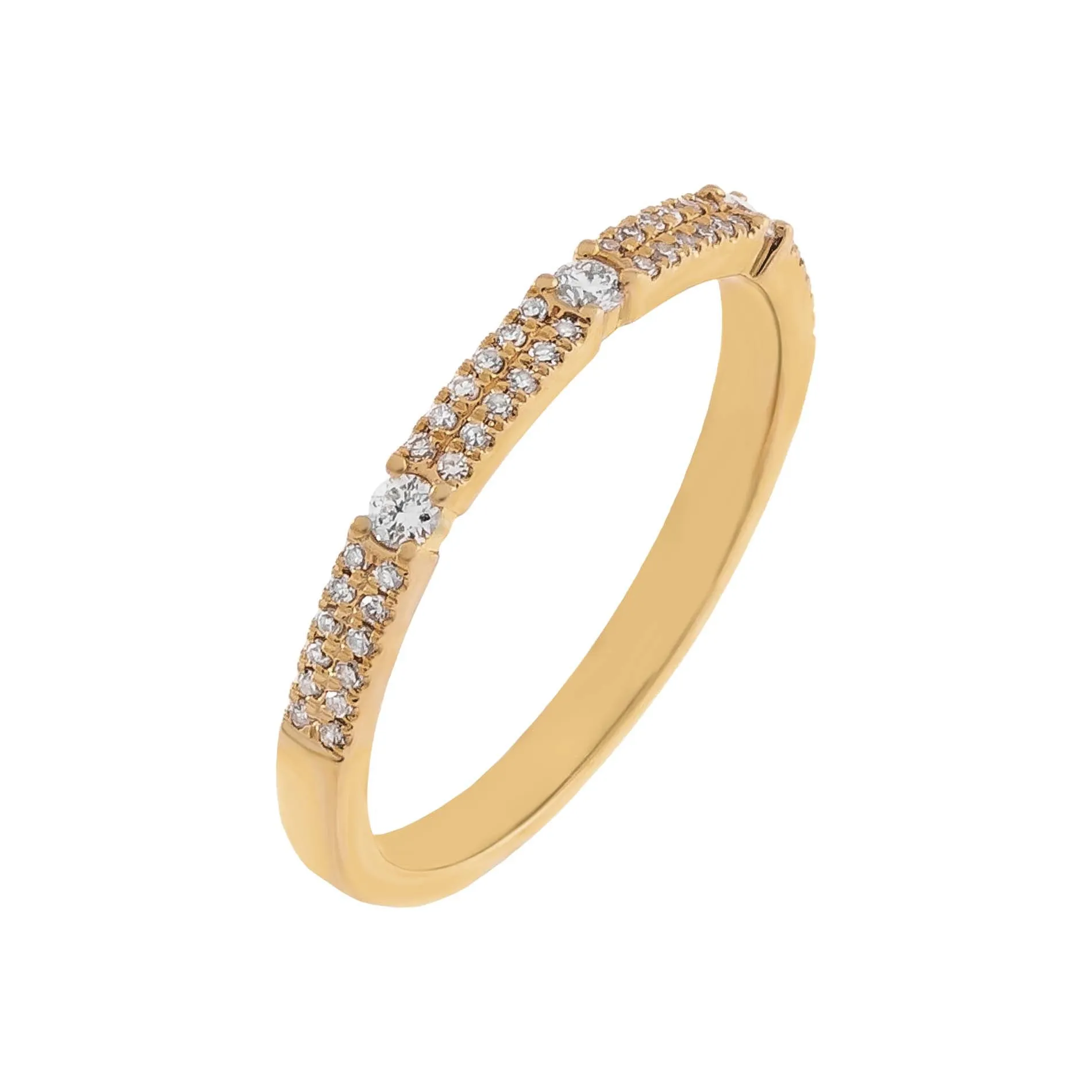 Diamond Double Row X Solitaire Band 14K