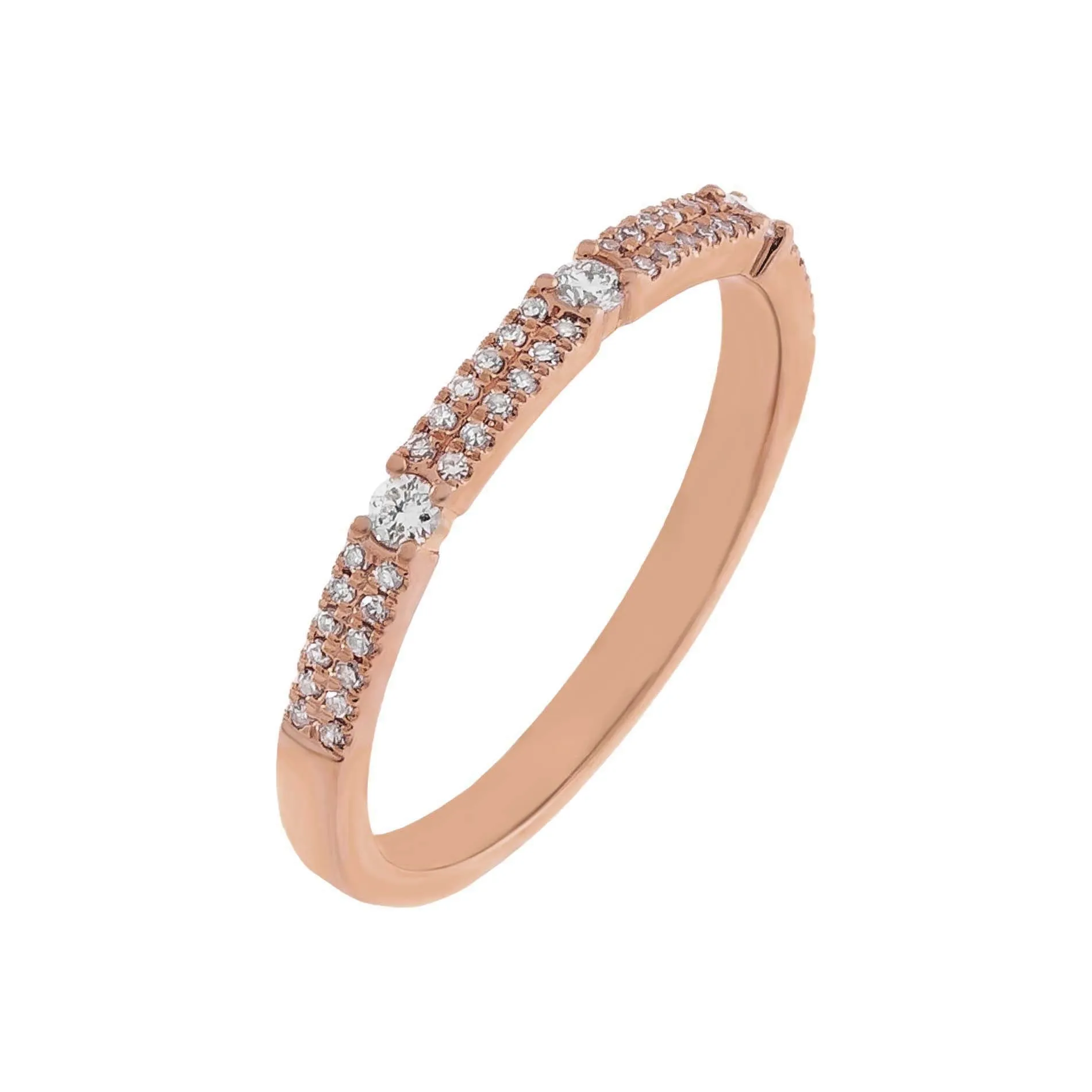 Diamond Double Row X Solitaire Band 14K
