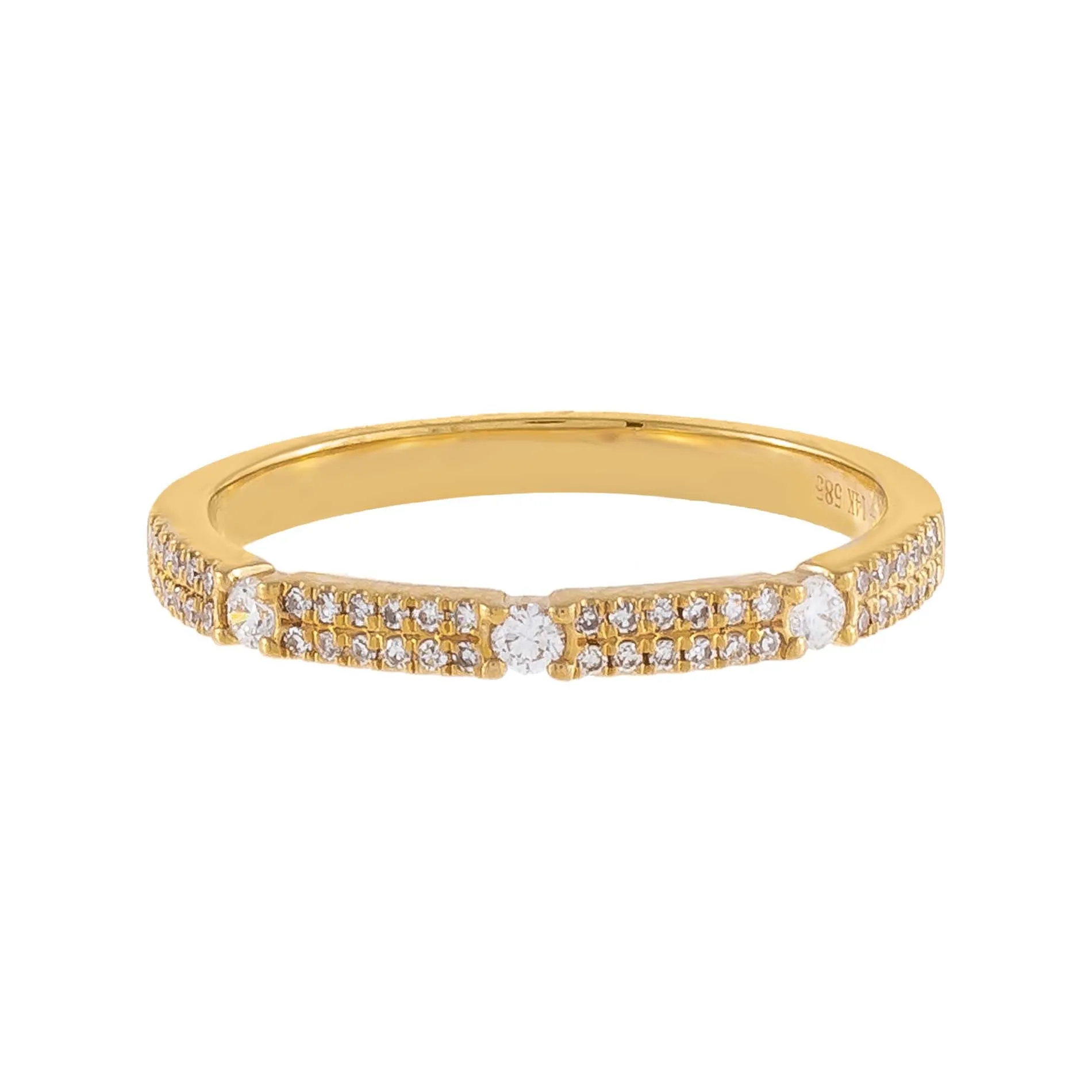 Diamond Double Row X Solitaire Band 14K