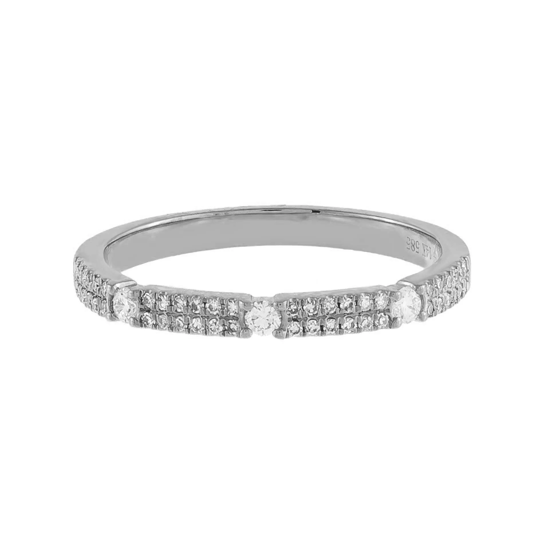 Diamond Double Row X Solitaire Band 14K