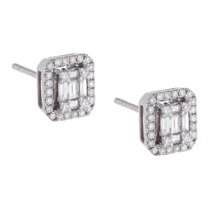 Diamond Emerald Stone Stud 14K