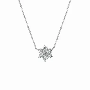 DIAMOND FLOWER NECKLACE 14K GOLD (1 CTW)