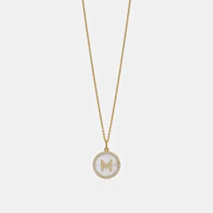 Diamond Fluted Mother of Pearl Initial Necklace
