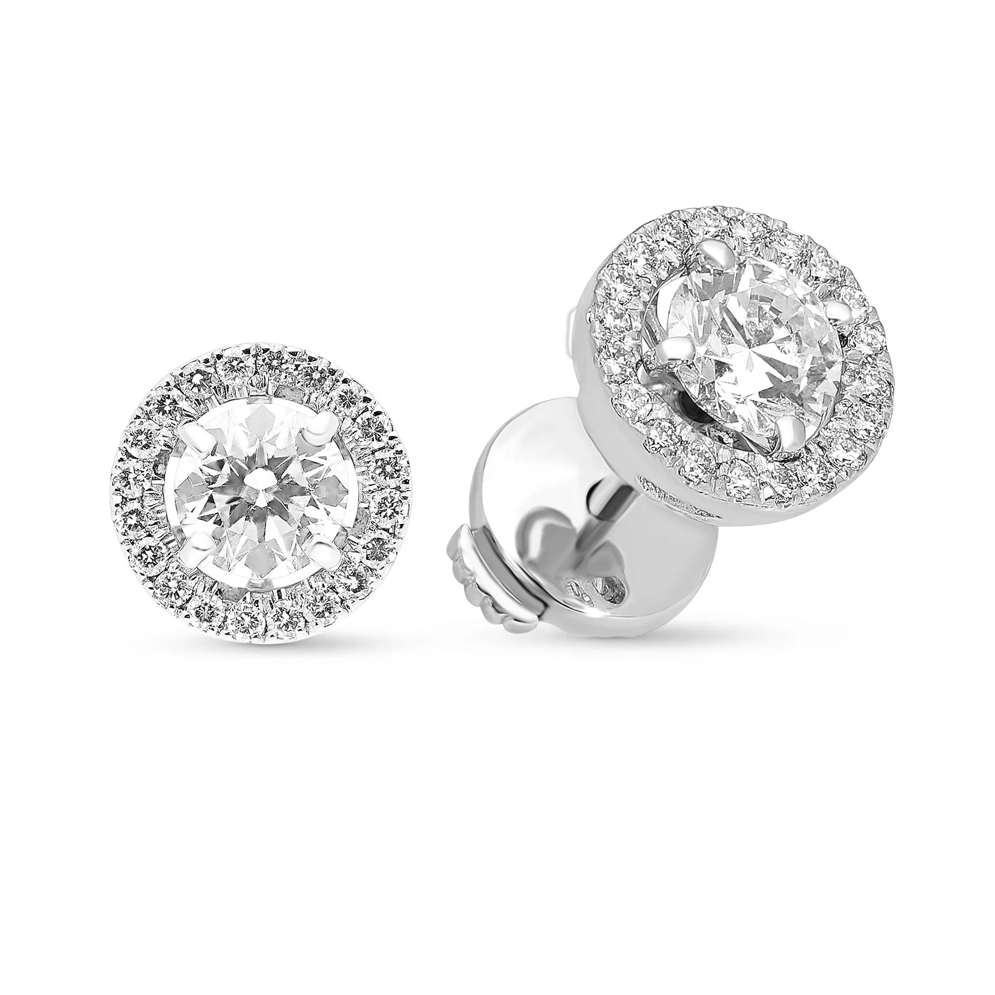 Diamond Halo Studs - 1 Carat