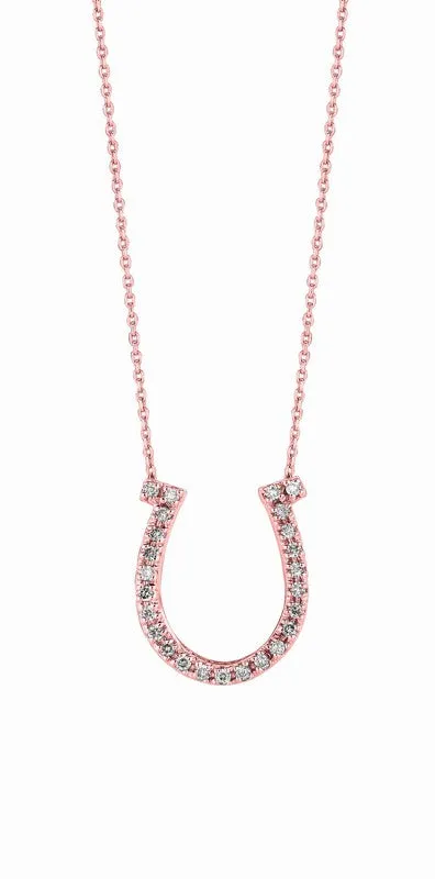 DIAMOND HORSESHOE PENDANT NECKLACE GOLD 14K GOLD (0.26 CTW)