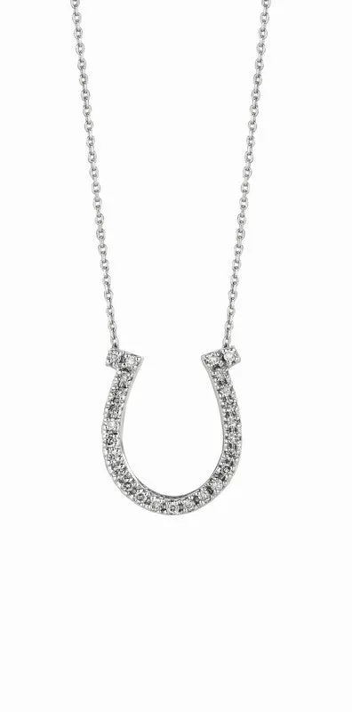 DIAMOND HORSESHOE PENDANT NECKLACE GOLD 14K GOLD (0.26 CTW)