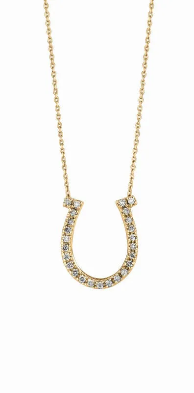 DIAMOND HORSESHOE PENDANT NECKLACE GOLD 14K GOLD (0.26 CTW)